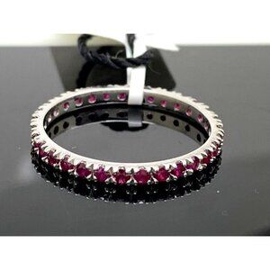 Suzy Levian Eternity Ring 14k White Gold Ruby 2mm Wedding Band Women's S…
